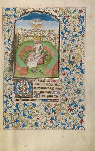 Jesús con un orbe en un jardín de Willem Vrelant